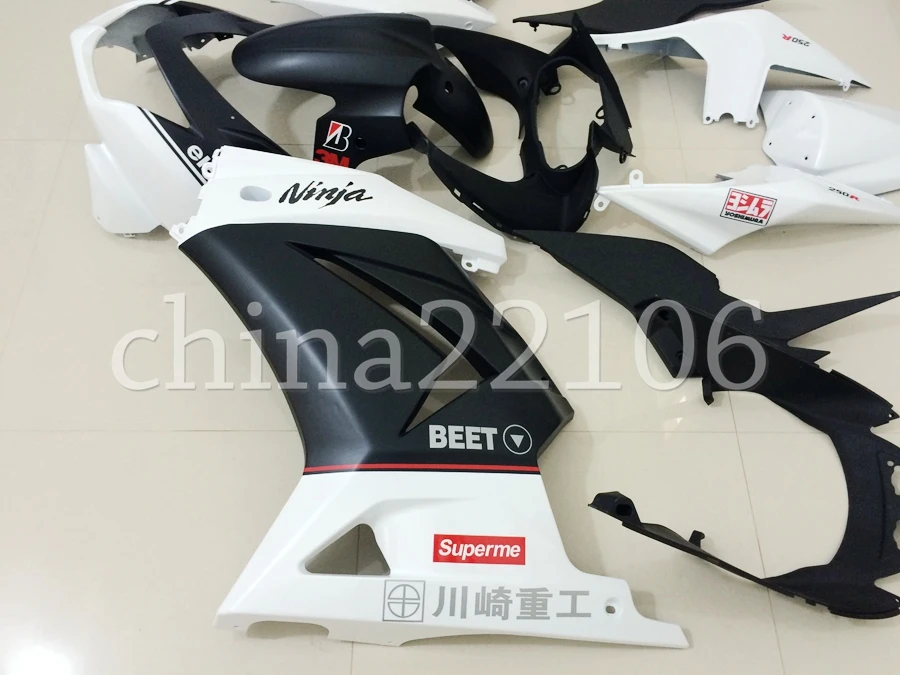 ABS обтекатель комплект подходит для Kawasaki Ninja 250 EX250 ZXR250 2008- 08 09 10 11 12 13 14 Обтекатели(литье под давлением) белый черный