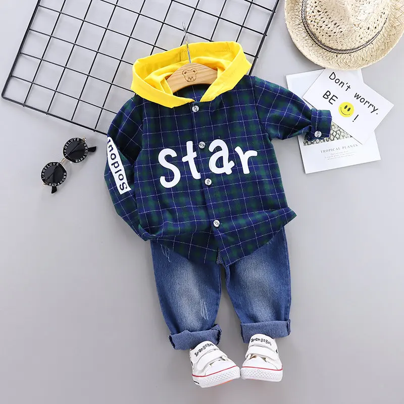 Kopen 2020 Lente Baby Casual Trainingspak Kinderen Jongen Meisje Katoenen Rits Jas Broek 2 Stks sets Kids Plaid Sport Pak Baby Kleding