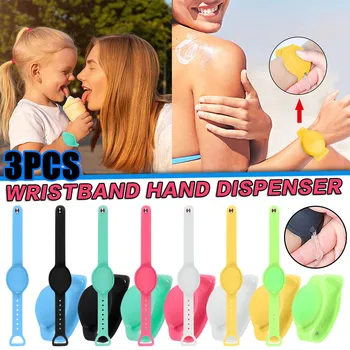 

40#3PCS Hand Sanitizer Dispensing Portable Bracelet Wristband Hand Dispenser Cool outdoor Wristband Hand Dispenser For home