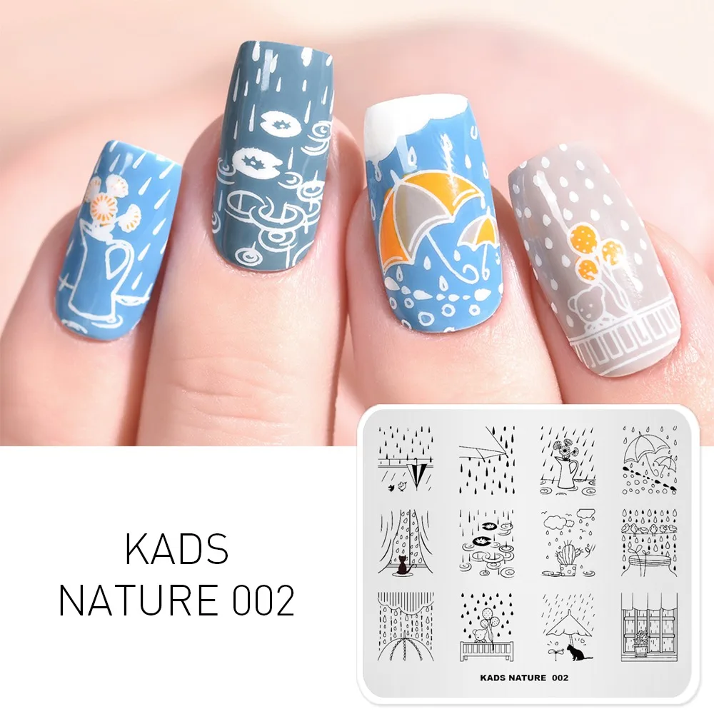 KADS шаблон для дизайна ногтей 35 дизайнов серия для дизайна ногтей штамп для штамповки изображения маникюрный шаблон для штамповки пластин трафарет Инструменты - Цвет: Nature 002