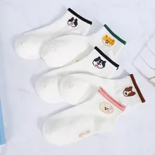 Женские Носки с рисунком собаки из мультфильма; забавные короткие носки из хлопка с животными; милые корейские удобные уличные модные повседневные носки; Skarpetki