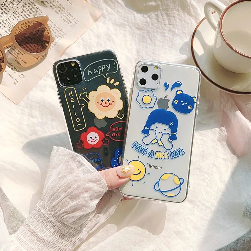 Cartoon universe Sun flower letters Phone Case for iPhone 11 Pro MAX X XR XS Max case silicon coque 7 8 6s Plus | Мобильные телефоны