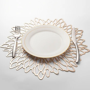 

10PCS Gold and Silver Placemat Coaster Insulation Pad Wedding Decoration Placemat
