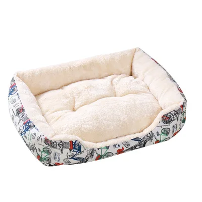 beige Зимний теплый плюшевый коврик для кровати собаки питомник для маленьких и средних собак Съемная подушка матрас для кошек домашние диваны для сна - Цвет: beige