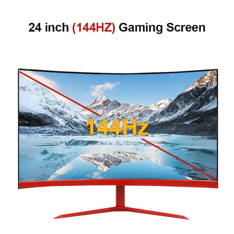US $197.75 24 Curved 144Hz Gaming Monitor 19201080 IPS Protable Display Screen Movie Player Computer PC Desktop Monitor For XBOX Series