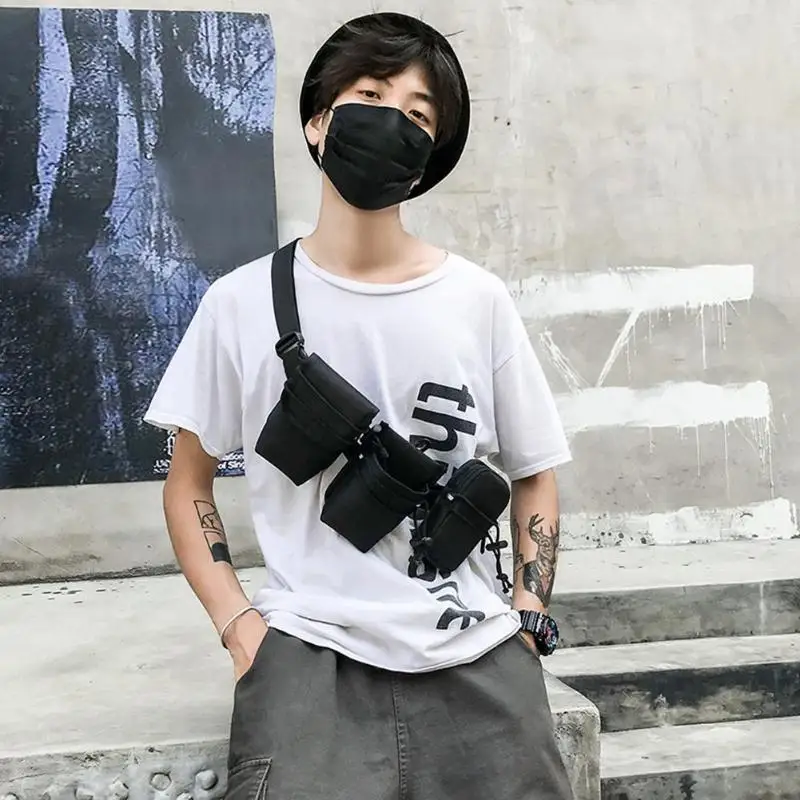 

Hot Sale Waist Packs 3 in 1 Multi-function Unisex Fanny Waist Pack Solid Color Canvas Fashion Chest Belt Purse Daily Shopping