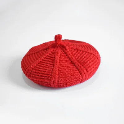 Fashion Striped kid girl crochet beret cap New baby child boy knitted cap Winter warm hat Bone gorros beret cap for men Berets