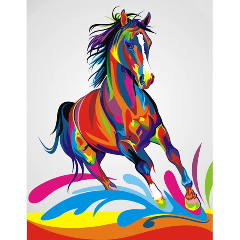 5D DIY diamond embroidery Colored horse painting Cross Stitch full drill Rhinestone mosaic home decoration | Дом и сад