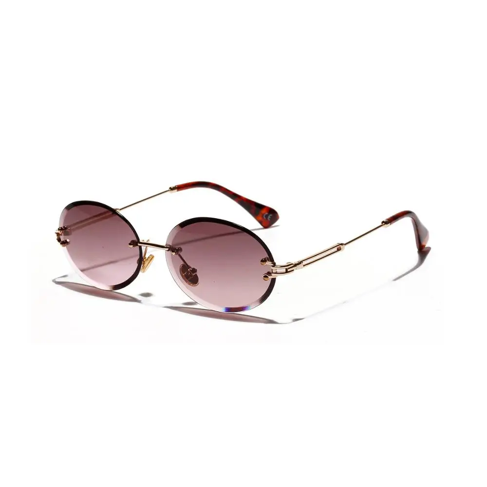Овальные женские солнцезащитные очки без оправы мужские градиентные прозрачные солнцезащитные очки ретро высокого качества Модные трендовые очки UV400 - Цвет линз: 2 sunglasses
