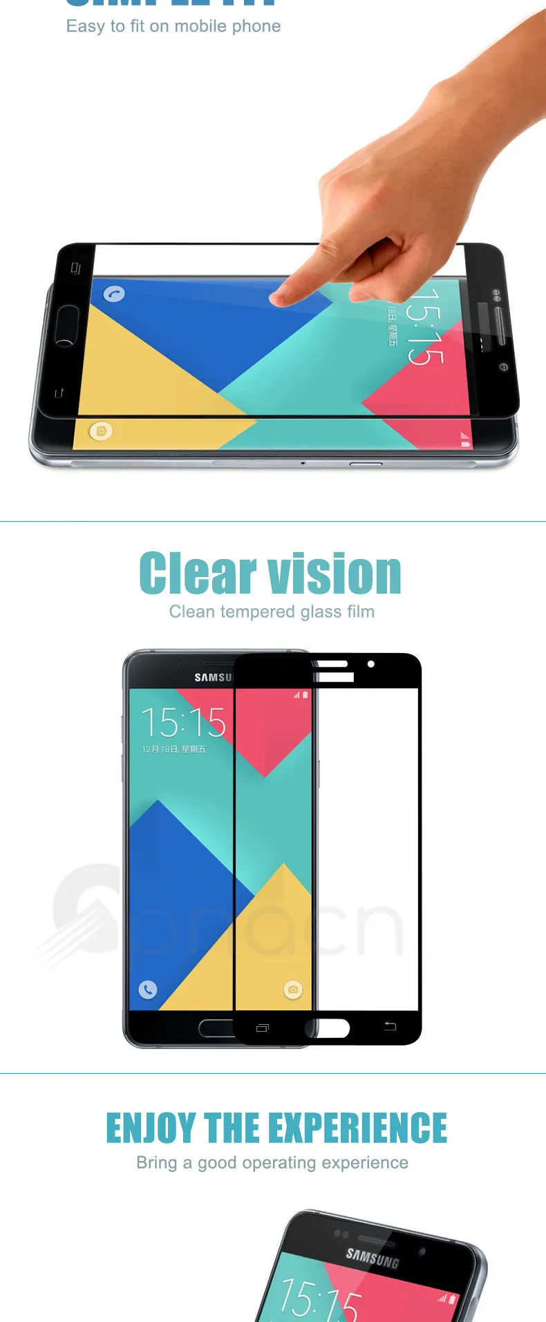 9D полное Защитное стекло для Samsung Galaxy A3 A5 A7 A6 A8 Plus A9 закаленное защитное стекло для экрана
