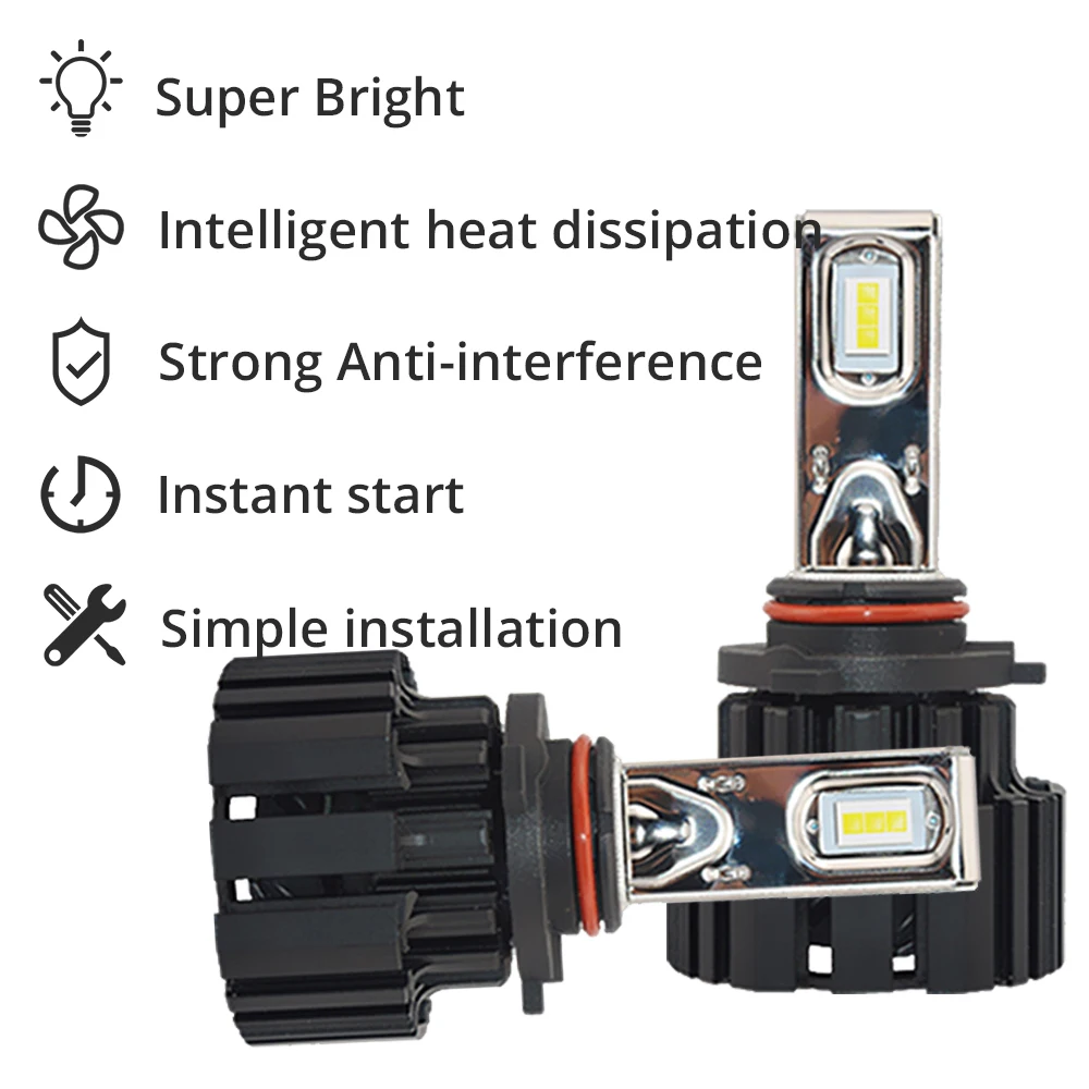 Hviero 2X H4 H7 9012 5202 H16 H8 100W 13600Lm IP67 Auto Led Front Bulb Automobile Headlamp Fog Light 6000K Car Lighting HID Xenon Light