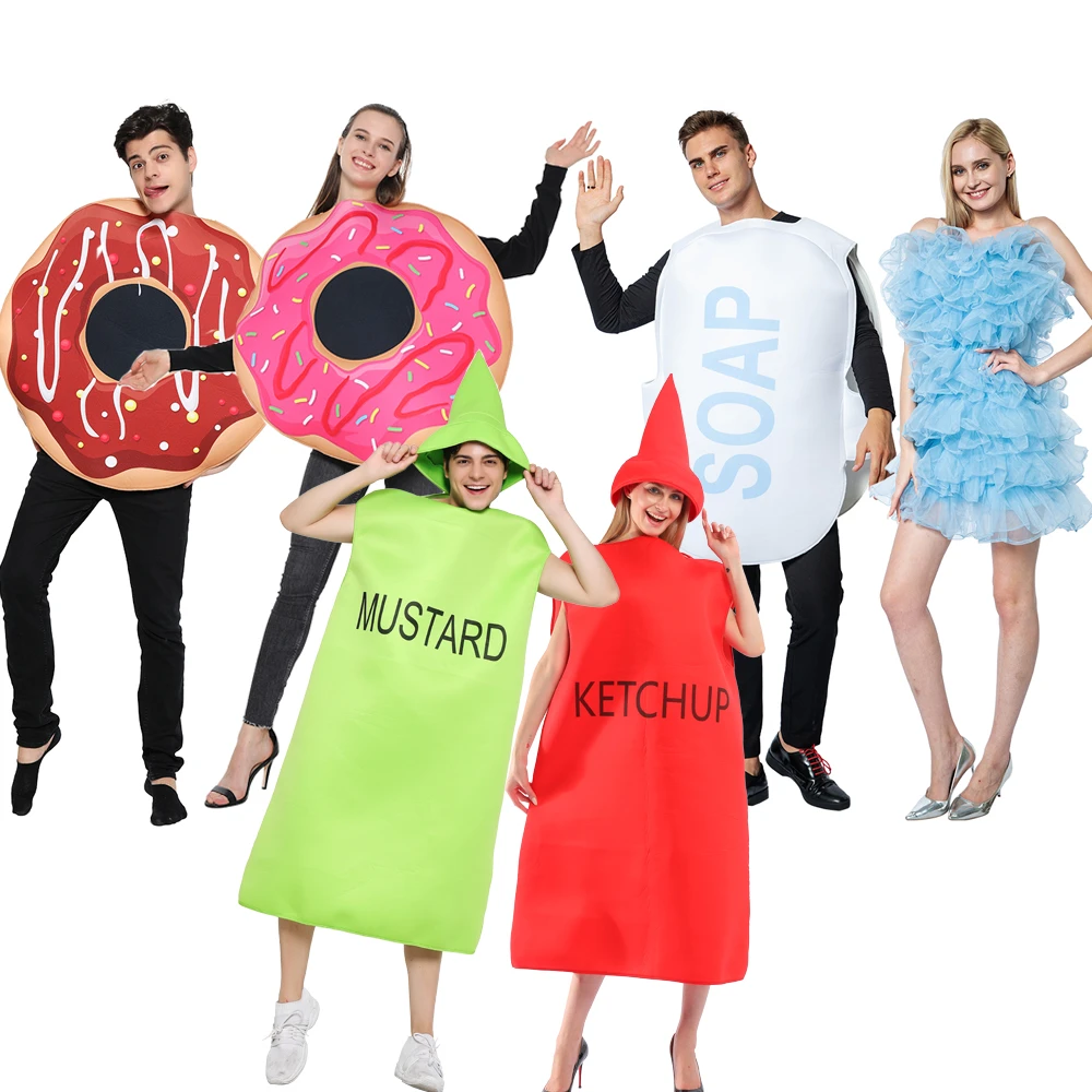Snailifyカップルハロウィン衣装石鹸ヘチマ大人の衣装愛ドーナツカップルコスプレpurimパーティー衣装 Aliexpress
