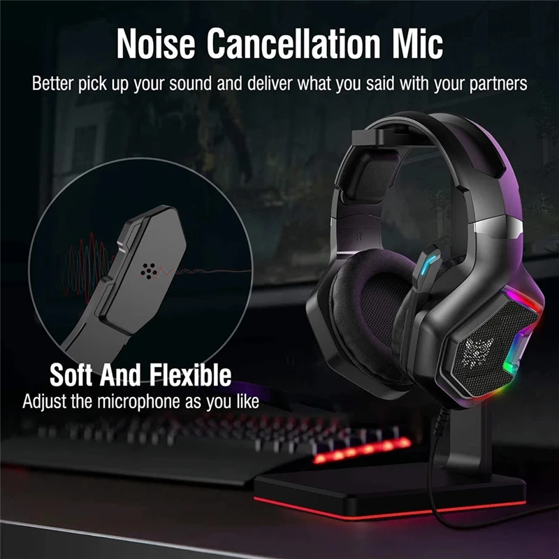 K10 K10 Pro wired Gaming Headset Stereo HIFI Music Headphones With Mic RGB Light 3 5MM AUX Gaming headphone for Desktop notebook