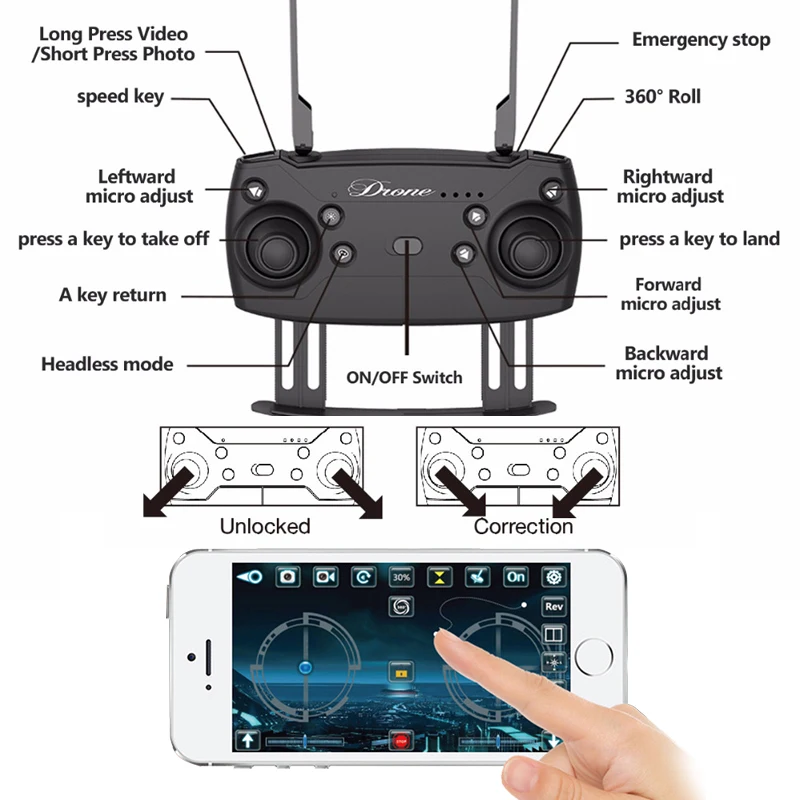 Складной карманный Дрон для селфи с WI-FI FPV Камера дрона с дистанционным управлением 6-Axis JD20 RC вертолет JDRC Квадрокоптер мини беспилотные летательные аппараты с Камера Jd 20