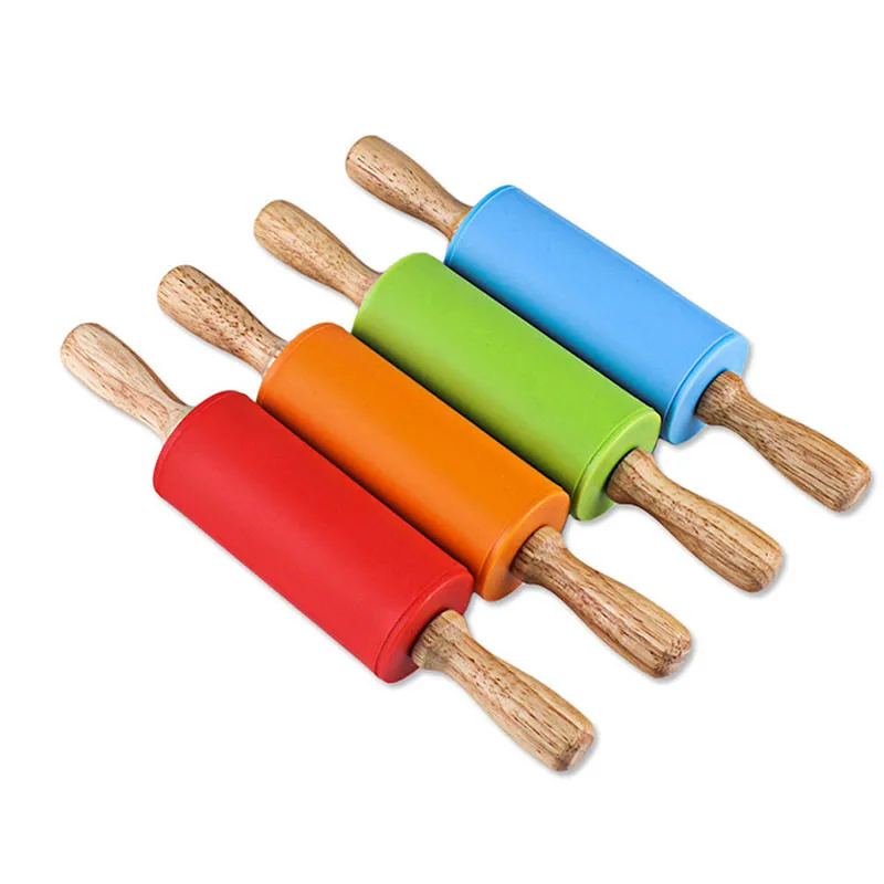 TTLIFE 23 см деревянная ручка, силикон скалка для теста Кондитерские палочки для детей Инструменты для выпечки Кухонные Принадлежности
