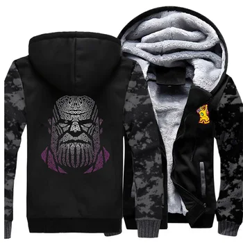 

The Avengers Casaul Streetwear Thanos Winter Fleece Camo Coats Fashion Hooded Warm Tracksuit New Hoodies Men's Hip Hop Jackets