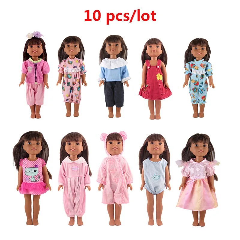 10 pcs outfits 1 Одежда для кукол, подходит для 14,5 Дюймов, американские кукольные аксессуары, 10 шт./партия, разные наряды, платья для 36 см, американская кукла для девочек - Цвет: 10 pcs outfits 1