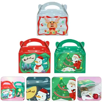 

12pcs Christmas Candy Packing Box Biscuit Snack Handheld Wrapping Box Snowman Santa Claus Wedding Party Decoration