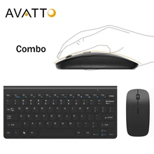 AVATTO Slim 1 USB приемник управления 2,4 ГГц Беспроводная мини клавиатура и оптическая мышь комбо для настольного компьютера, компьютера, ноутбука, Smart tv