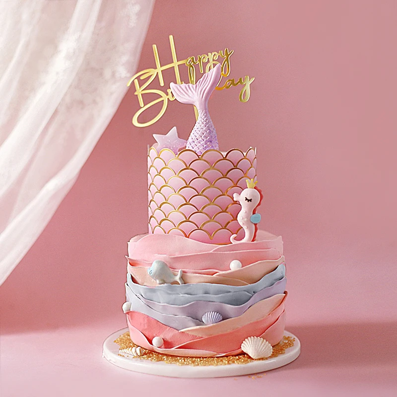 Crown Mermaid Decorations Ocean World Girl Cake Topper Birthday Dessert Decoration For Children S Day Party Supplies Lovely Gift Cake Decorating Supplies Aliexpress