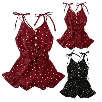 

1-6Y Toddler Baby Girl Rompers Ruffles Sleeveless Print Summer Jumpsuit Overalls Outfit Clothes 2 Colors