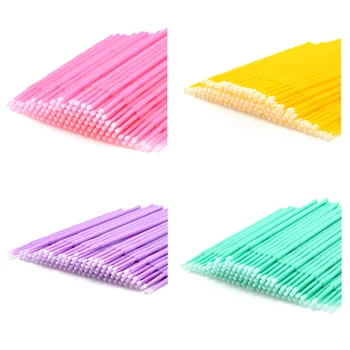

100 Pcs Disposable Swab Applicator Micro Brush Eyelashes Extension Mascara Tools Yellow
