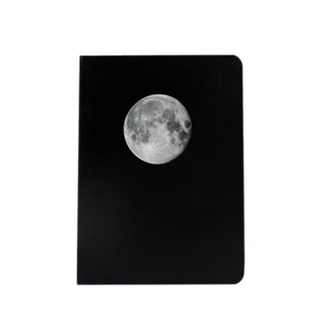 

Planet Diary A5 Creative DIY Blank Black Inner Page Sketchbook Diary for Drawing Painting Graffiti Notebook Journal-Moon