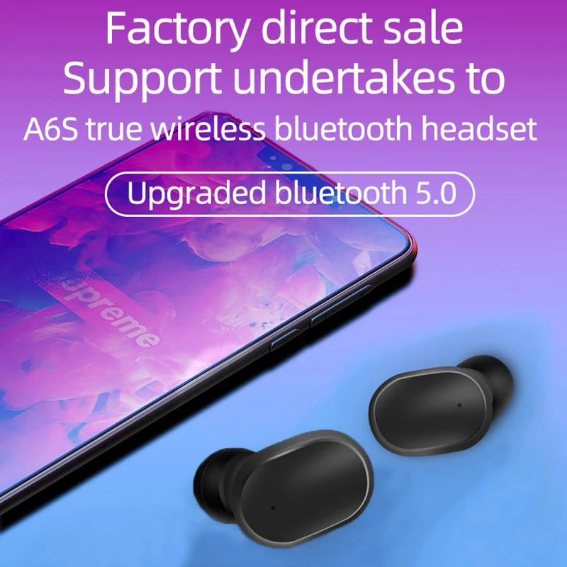 A6S беспроводные наушники TWS для Xiaomi Redmi Airdots наушники Bluetooth 5,0 гарнитура с шумоподавлением микрофон для iPhone huawei samsung