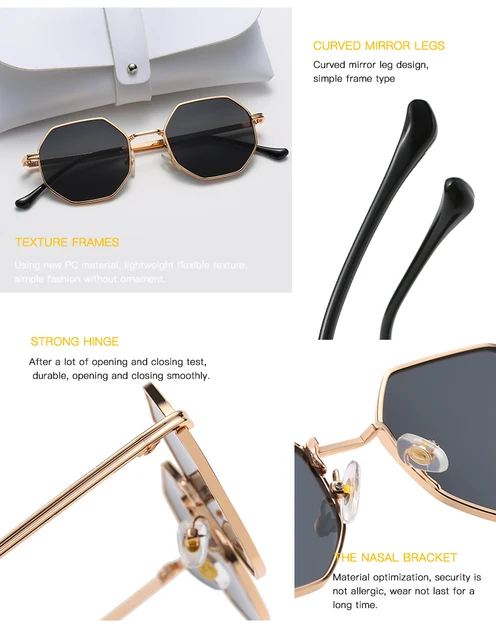 Polygon Metal Women Sunglasses, Vintage Fashion Sunglasses, Men Luxury Brand Design Sun Glasses Uv400 6
