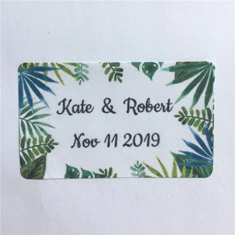 

100 Pieces Custom Wedding Stickers Rectangle Adhesive Labels Personalized Name and Date Gift Seals