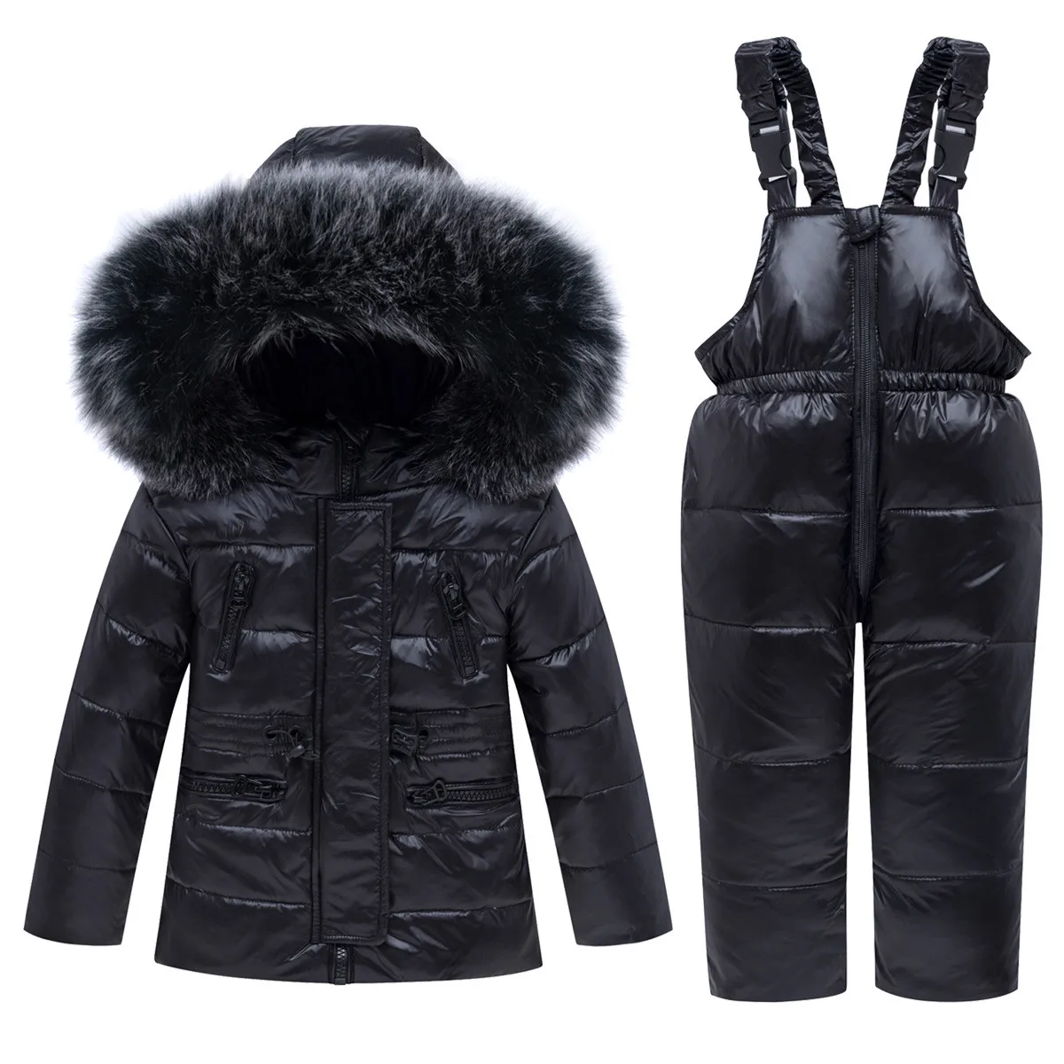 

2019 new Winter Baby Boy Girl clothing Set warm Down Jacket coat Snowsuit Children parka real fur Kids Clothes Ski Overalls -30