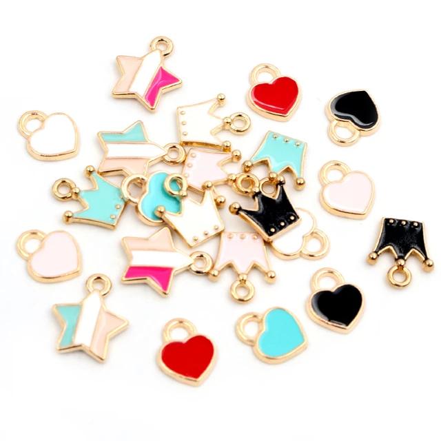 30pcs 9*9mm 7 Color Metal Enamel Small Mini Heart Charms Gold Plated Love  Pendants For DIY Bracelet Necklace Jewelry Making - AliExpress