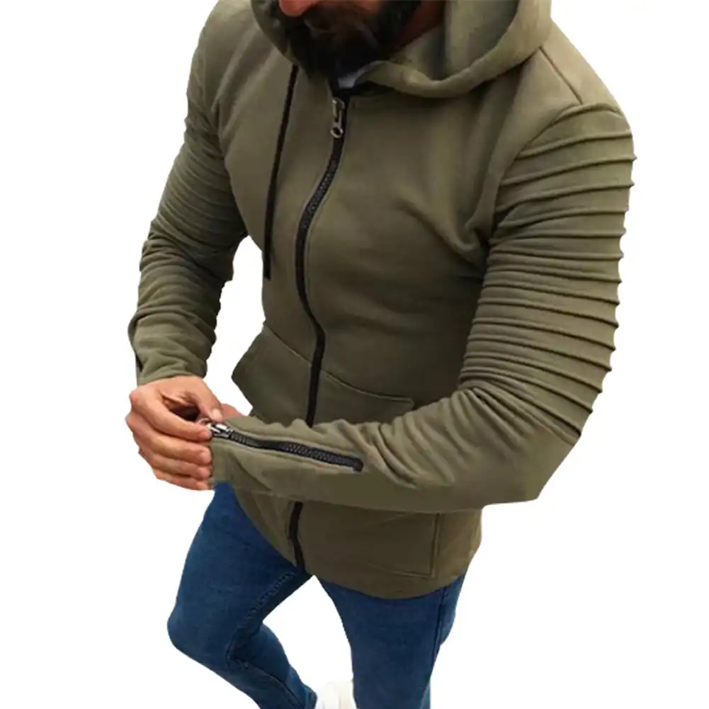 pleated long sleeve hoodie