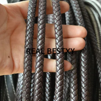 

5m/lot approx: 8mm brown Side Braided Leather Cord Leather HandCrafts Beading Accessories Lacing Woven Ropes Leather Strings