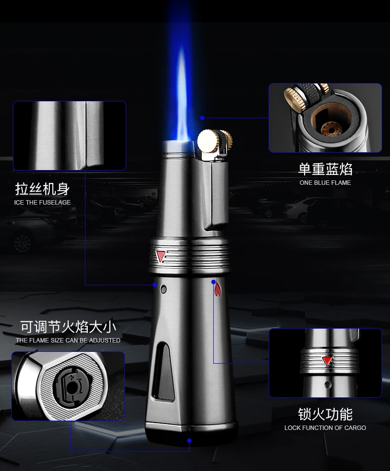 Jobon Butane Gas Lighter, Direct Blue Jet Flame, Visible Windproof