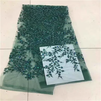 

2020 African sequins Lace Fabric 3d sequins High Quality Lace French Net Embroidery Tulle Lace Fabrics For Nigerian Party Dres