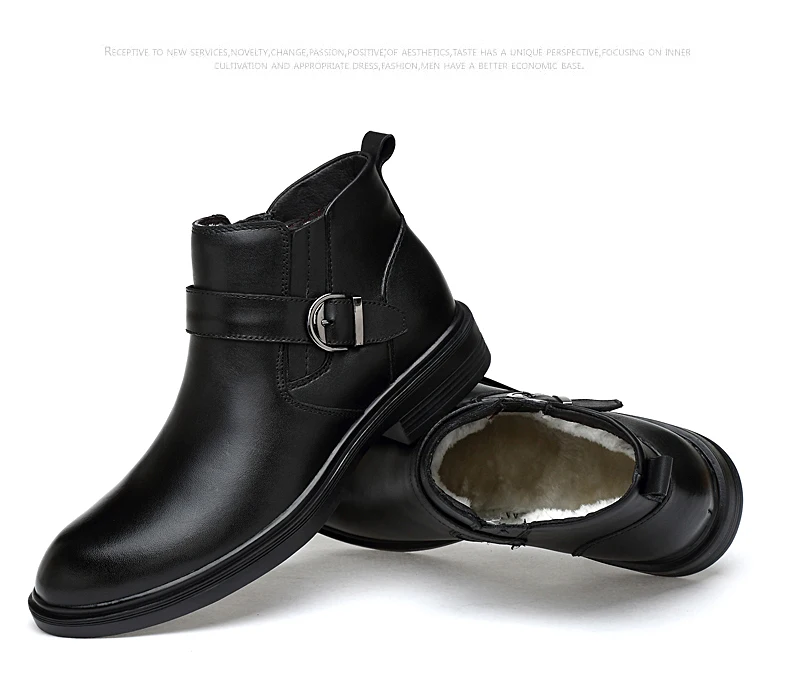 Super warm winter boots men Comfortable Cow Leather boots size 36-46 Handmade winter shoes men botas hombre