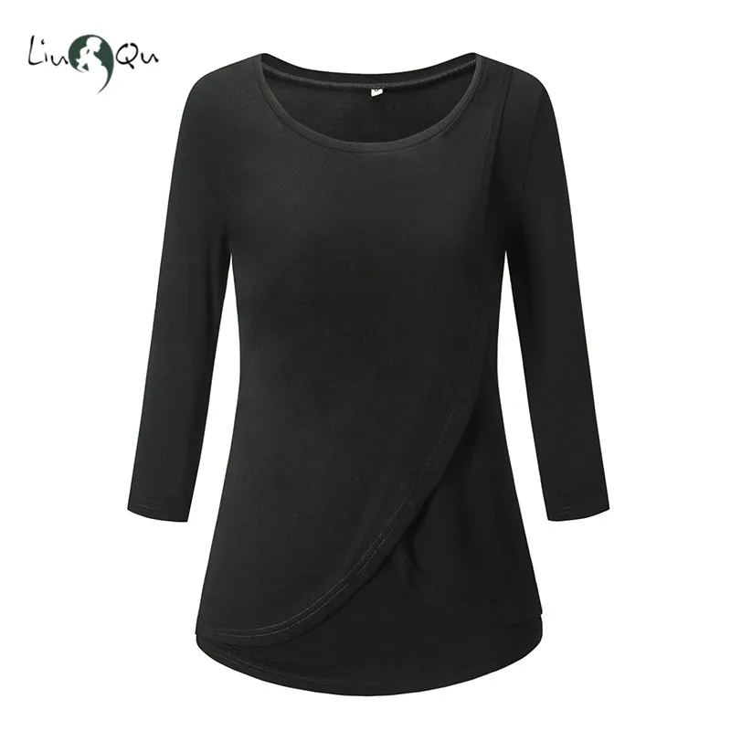 Maternity 3/4 Sleeve Nursing Tops Blouses Pregnancy Shirt Maternity Clothes Womens Clothing Breastfeeding Nurse Pregnant Top