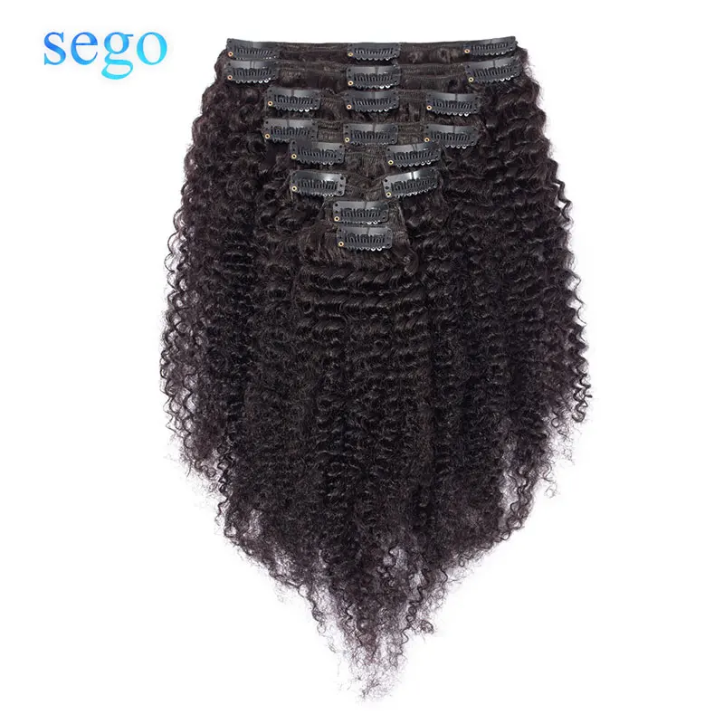 

SEGO 10-24 inch 100-120g Afro Kinky Curly Clip In Human Hair Extensions NON-Remy Brazilian Clip Ins Hair 8pcs/set Human Hair