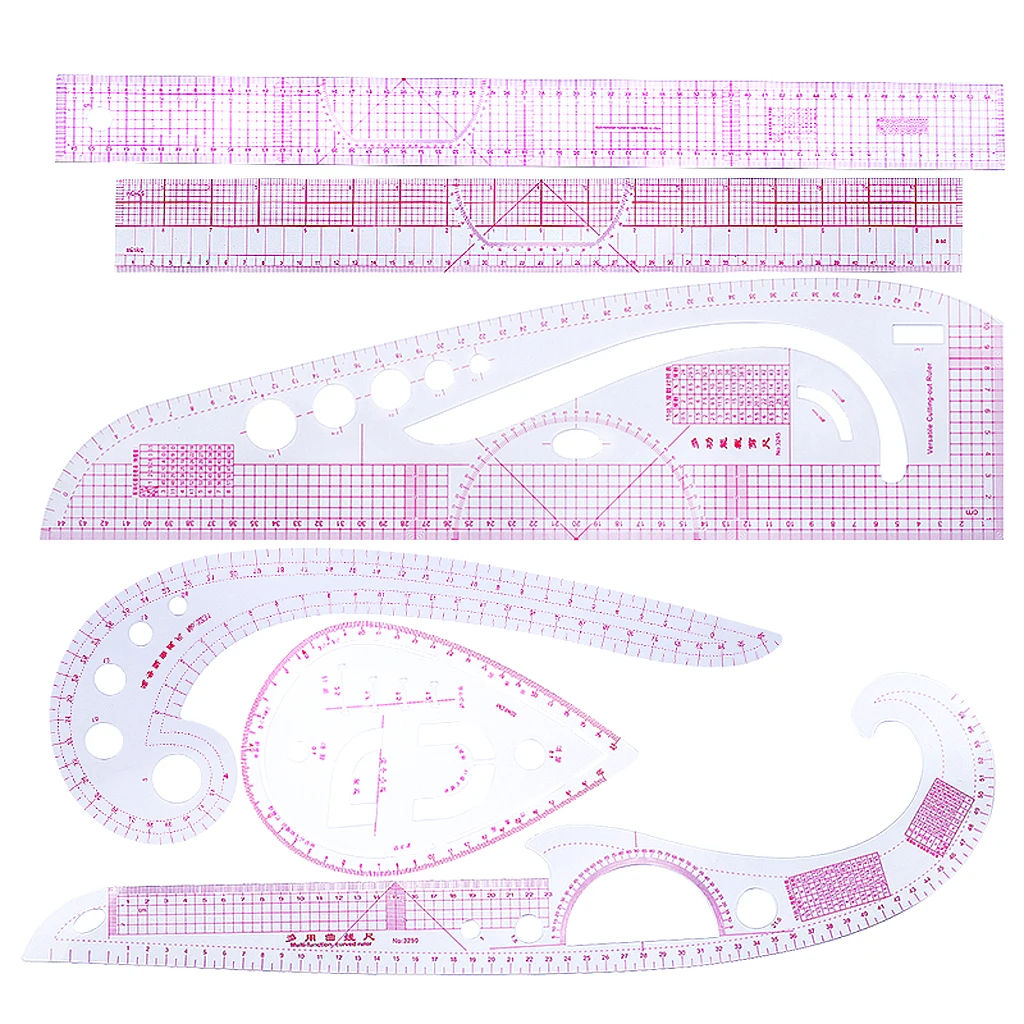 6 Pieces Multi-Style Design Drawings Straight and Curve Ruler Set for Clothes Design Accessories 6 Pieces Multi-Style Design Drawings Straight and Curve Ruler Set for Clothes Design Accessories