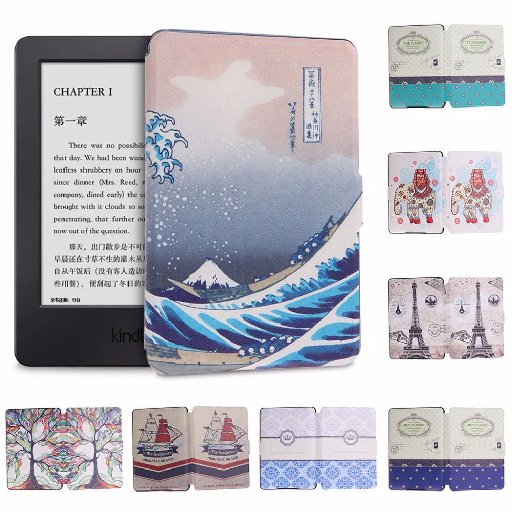 

Slim Faux Leather Folio Flip Case Protective Shell Skin Cover For Amazon Kindle Paperwhite 1/2/3 6 Inch