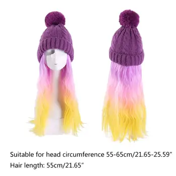 

Rainbow Wig Hat High Temperature Wire Washable Knitted Cap Cosplay Props A0NF