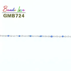 1 Meter Gold and Silver Plated Wire Wrapped Rosary Bead Chain (Dark Blue Silver)