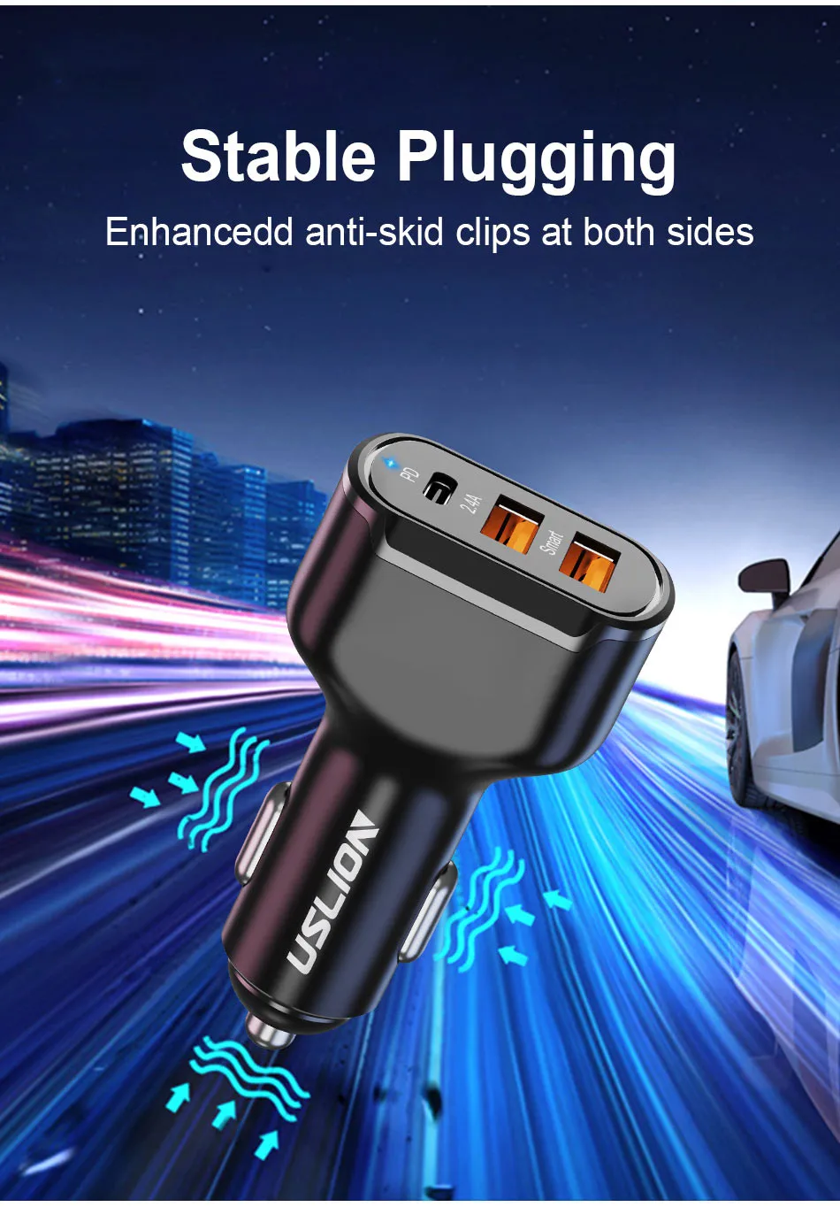 USLION PD Car Charger Mobile Phone USB Charger For iPhone 12 Pro Max Xiaomi Phone PD usbc Fast Charging Car Mobile Phone Adapter airpods usb c