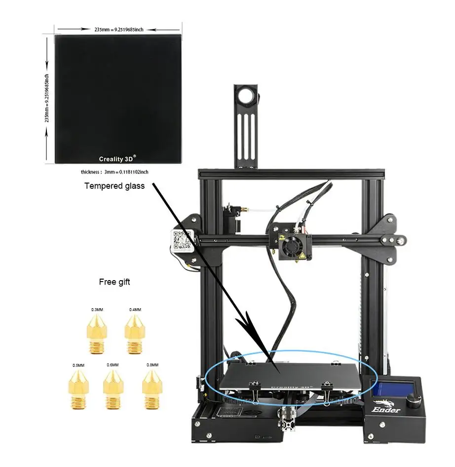 Ender-3 n Glass Ender 3 3D принтер DIY набор большой размер печати I3 мини Ender-3/Ender-3X принтер 3D Creality 3D принтер Продолжительная мощность печати - Цвет: Ender-3 n Glass