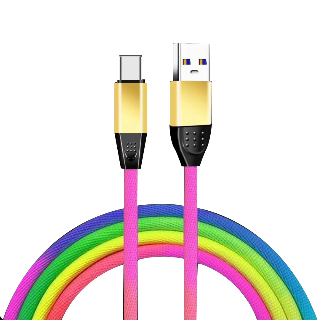 Data Rainbow Color USB Type C Cable for Samsung S9 S8 Plus Fast Charge for Huawei P30 Pro Xiaomi Redmi Note7 Charging Cord Cable android type charger