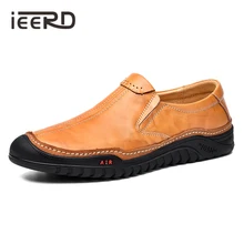 Top NEW ARRIVALS Hand-made Men Shoes Men Loafers Leisure Split Leather Shoes Super Soft Men Flats Casual Shoes