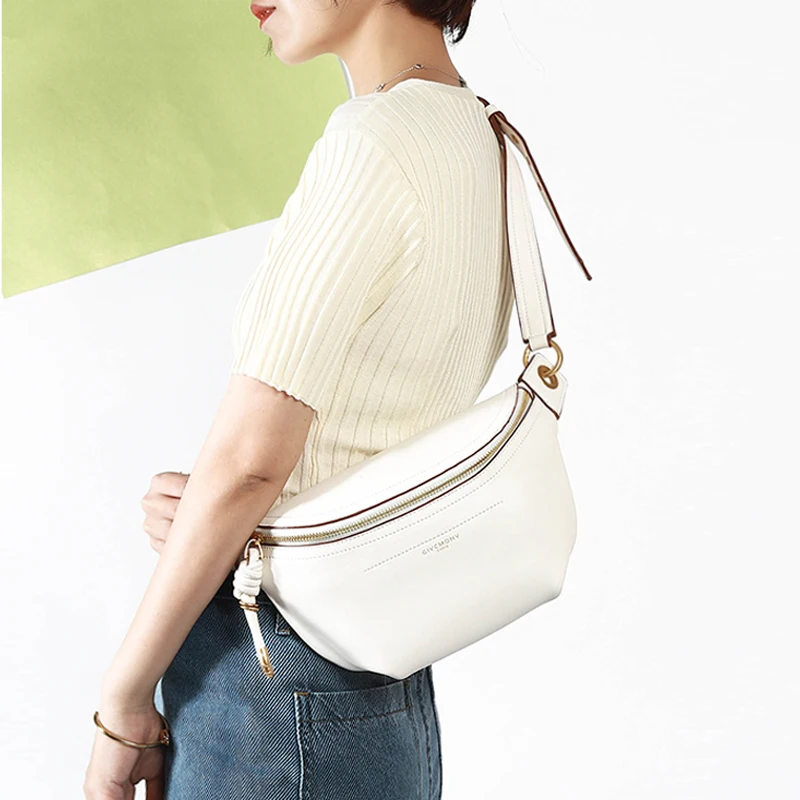 

Chain shoulder bag New Fanny pack for women Genuine Leather Chest bag Fashion purse High quality Multi-function Chic Waist bag