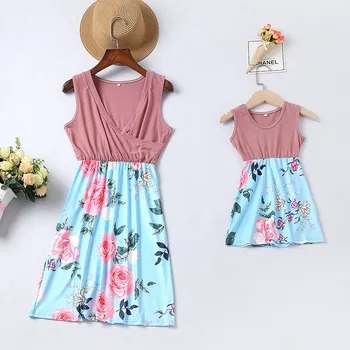 

Mother Daughter Dress Family Look 2020 Summer Fashion Print Floral Dresses Mommy And Me Clothes Vestido Family Matching Clothes