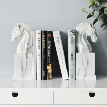 

Nordic Horse Statue Bookends Retro Book Stand Office Study Desktop Resin Craft Modern Art Ornament Home Decoration Business Gift
